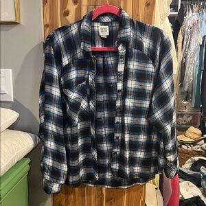 BDG Navy and White Checkered Shirt